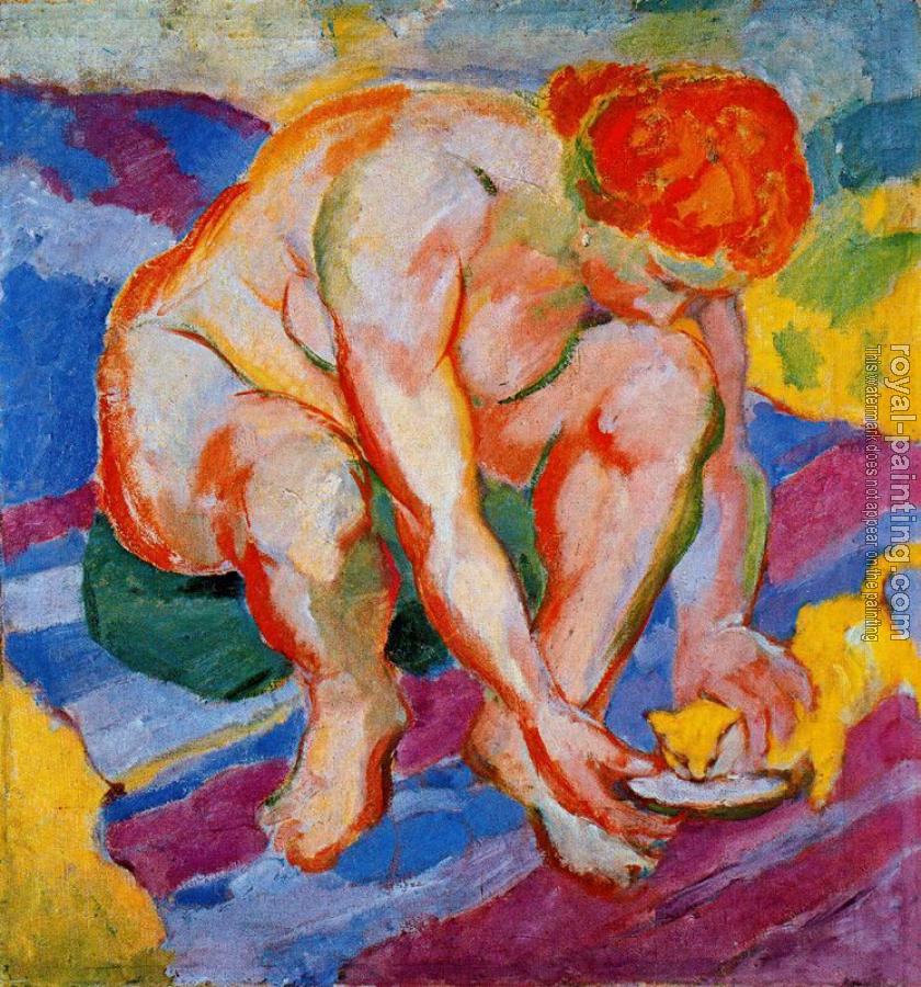 Franz Marc : Nude with Cat